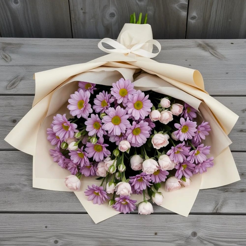 Букет цветов из: Розы и Хризантемы в Доры