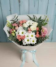Букет цветов из:  Розы, Лизиантусы и Хризантемы #REPLACE_PRED# Доры