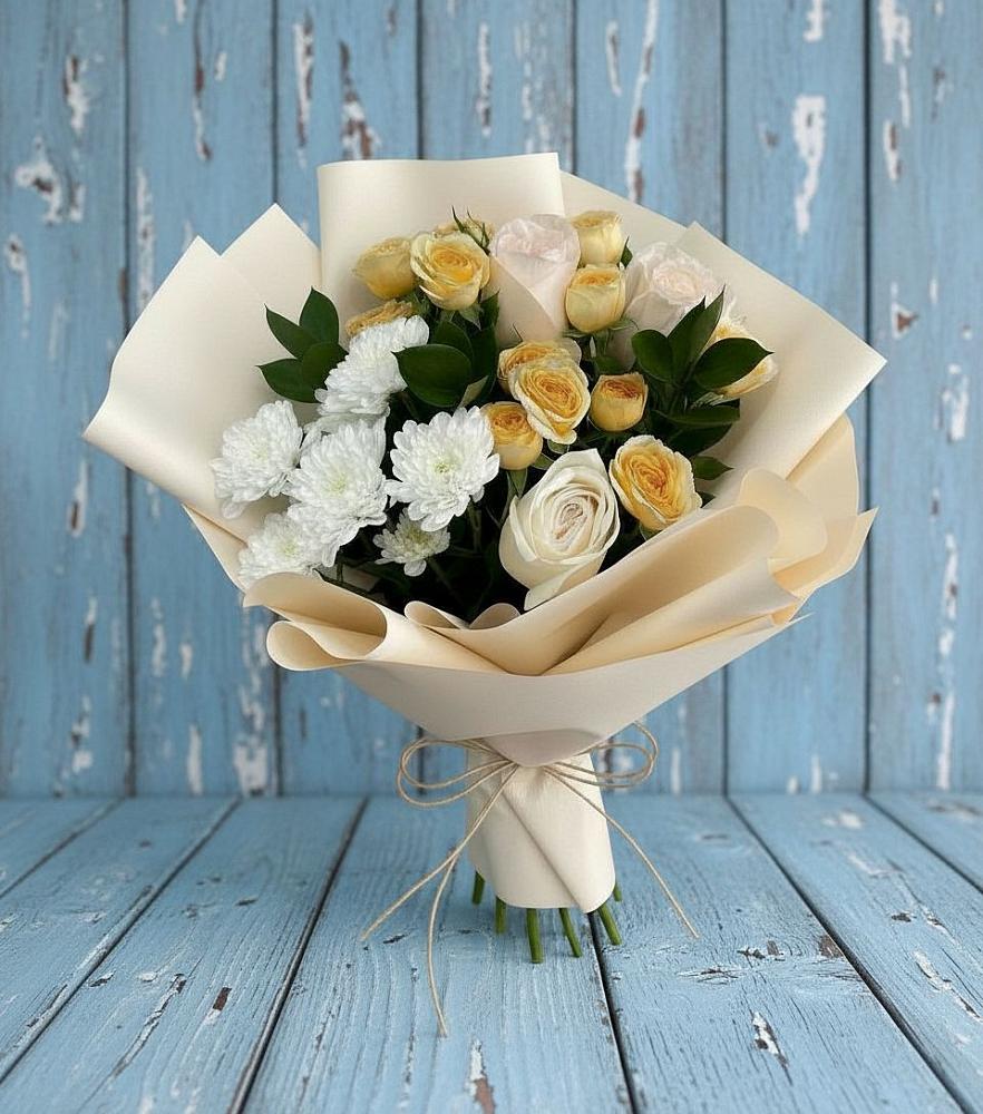 Букет цветов из: Розы и Хризантемы в Доры