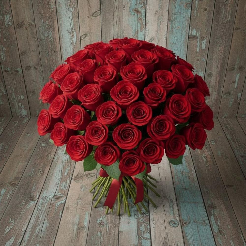 Букет 55 Красных роз Фридом в Доры