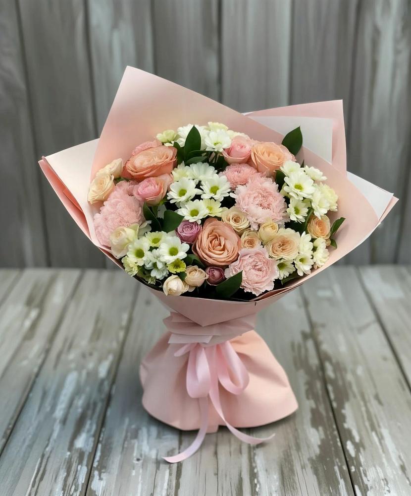 Букет цветов из: Гвоздики, Розы и Хризантемы в Доры