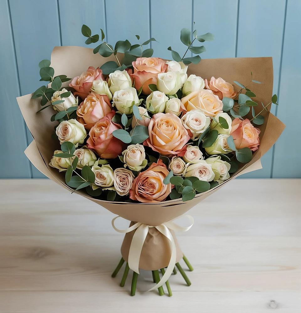 Букет цветов из: Альстромерии и Розы в Доры