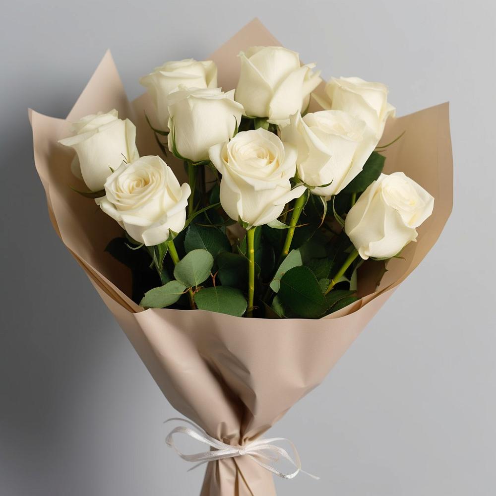 Букет 9 Белых роз Эдлесс Лав в Доры