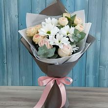 Букет цветов из:  Хризантемы и Розы #REPLACE_PRED# Доры