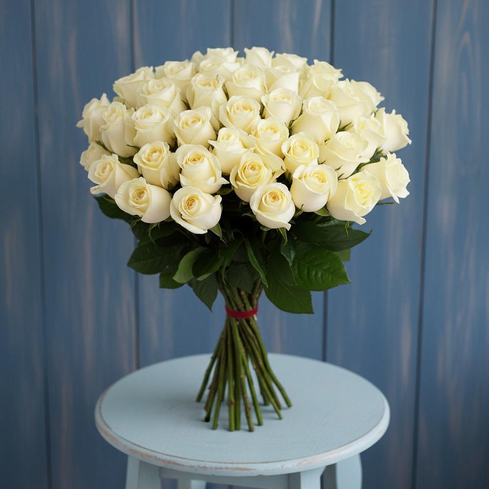 Букет 51 Белая роза Эдлесс Лав в Доры