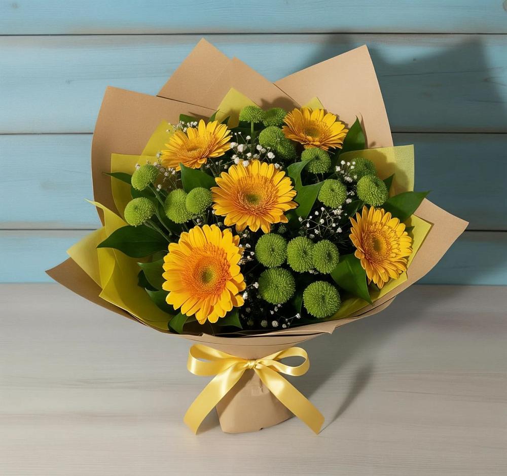 Букет цветов из: Герберы и Хризантемы в Доры