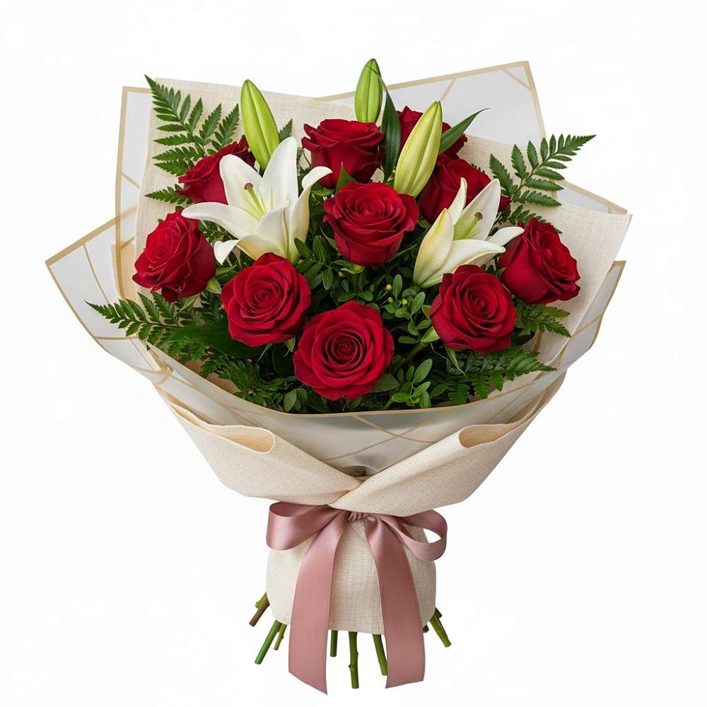 Букет цветов из: Лилии и Розы в Доры