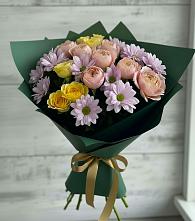 Букет цветов из:  Хризантемы и Розы в Доры