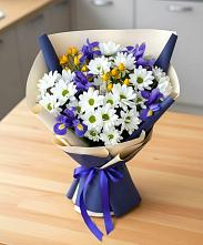 Букет цветов из:  Розы, Ирисы и Хризантемы #REPLACE_PRED# Доры