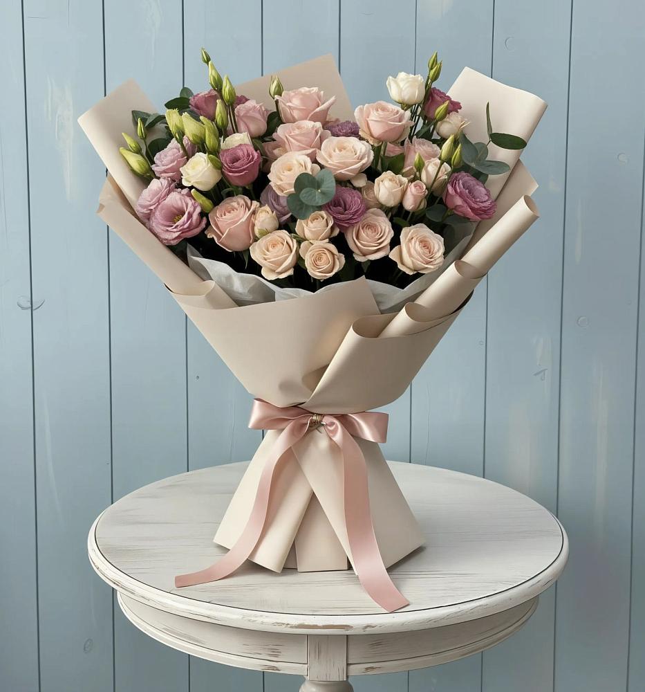 Букет цветов из: Розы и Лизиантусы в Доры