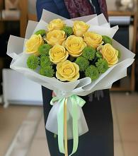 Букет цветов из:  Хризантемы и Розы #REPLACE_PRED# Доры